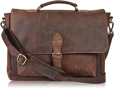 AmazonSmile: Leather Laptop Bag Briefcase For Men Crossbody Messenger Organizer Long Satchel: Clothing Handmade Travel Bag, Leather Messenger Bag Laptop, Vintage Messenger Bag, Briefcase Women, Laptop Messenger Bags, Laptop Briefcase, Mens Travel Bag, Leather Laptop Bag, Briefcase For Men