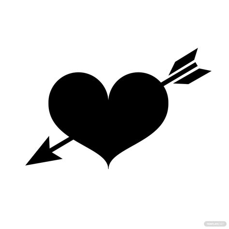 Arrow Silhouette, Arrow Svg, Heart With Arrow, Black Heart, Free Svg, Cricut Ideas, Illustrator, Cricut, Black