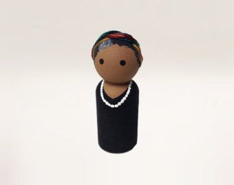 Wooden People, Feminist Icons, Peg People, Clothes Pin Crafts, Peg Doll, Doll Stuff, Wooden Pegs, Maya Angelou, Wooden Dolls