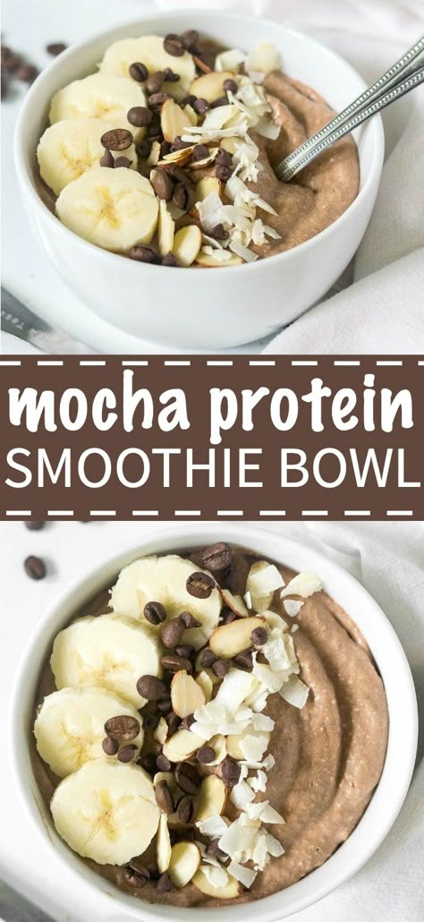 Chocolate Protein Smoothie, Protein Smoothie Bowl, Healthy Breakfast Recipe, Healthy Breakfast Recipes Easy, Healthy Bowls, Smoothie Bowl Recipe, Easy Smoothies, Chocolate Protein, Breakfast Smoothie