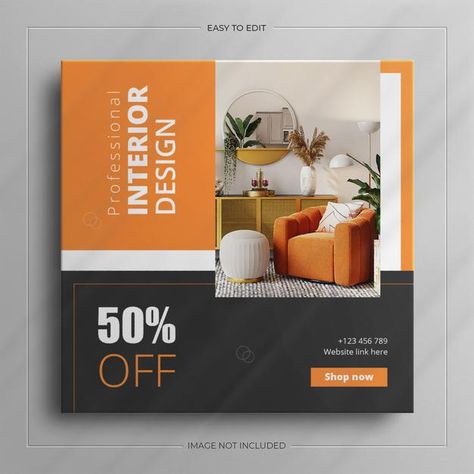 Tract Design Idea, Modern Interior Furniture, Furniture Advertisement, Furniture Social Media, Furniture Template, Instagram Design Layout, Adobe Illustrator Graphic Design, Poster Template Design, Facebook Cover Design