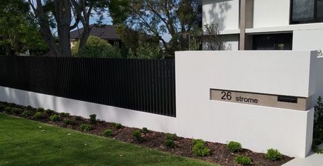 Custom Letterboxes - Fence Spot Fence Letterbox Ideas, Fence Post, Letter Box, First Home, New Builds, Modern Kitchen Design, Custom Build, Front Yard, Contemporary House