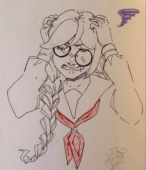 Toko Fukawa Sprite, Glasses Drawing Reference, Crooked Glasses, Glasses Drawing, Toko Fukawa, Epic Drawings, Invader Zim, Sugar Glider, Sketchbook Inspiration