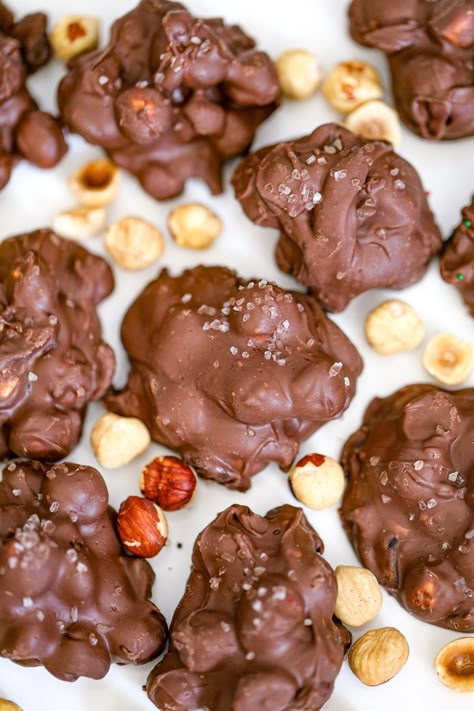 Chocolate Hazelnut Cranberry Clusters - Daily Vegan Meal Hazel Nut Recipes Food, Hazelnut Chocolate, Recipes With Hazelnuts Easy, Hazelnuts Recipes, Chocolate Nuts Clusters, Hazelnut Recipes, Vegan Pecan, Chocolate Recipes Easy, Chocolate Oatmeal Cookies