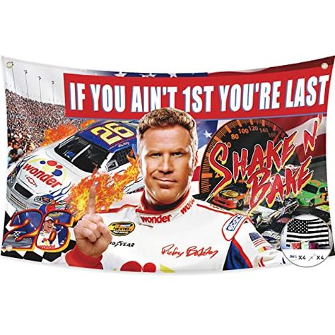 Cool Tapestries, Funny Flags, College Flags, Talladega Nights, Ricky Bobby, Man Cave Office, Man Cave Homes, Man Cave Wall Decor, Shake N Bake