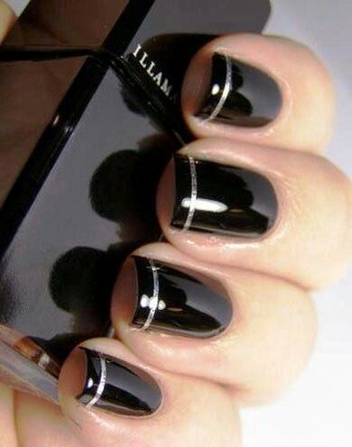 Black Nails With Silver, Nails With Silver, Nail Polish Style, Nail 2023, Pretty Nail Colors, Ongles Nails, Matte Black Nails, Black Nail Designs, Wedding Nails Design