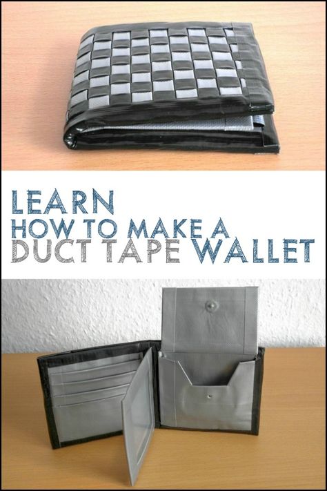 Here's a great DIY wallet for kids since duct tapes are basically durable! Diy Duct Tape Crafts, Duct Tape Wallet Tutorial, Diy Duct Tape Wallet, How To Make A Duck Tape Wallet, Ducktape Wallet, Diy Wallet No Sew, Diy Wallet Tutorial, Duct Tape Wallets, Duct Tape Purses