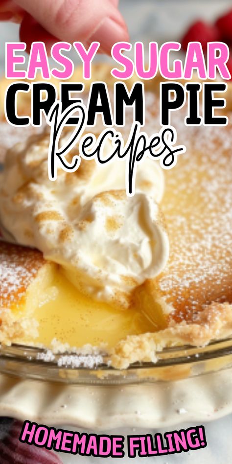 Easy Sugar Cream Pie Hoosier Sugar Cream Pie, Sweet Cream Pie, Sugar Cream Pie Recipe, Keto Pie, Sugar Cream Pie, Cream Pie Filling, Sugar Pie, Pies Maker, Cream Pie Recipes