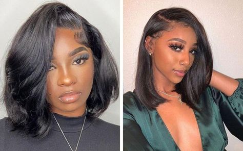 Side Part Bob Quick Weave, Bob With Deep Side Part, Quick Weave Bob Hairstyles, Deep Side Part Bob, Bob Quick Weave, Quick Weave Hairstyles Bobs, Weave Bob Hairstyles, Weave Bob, Side Part Bob