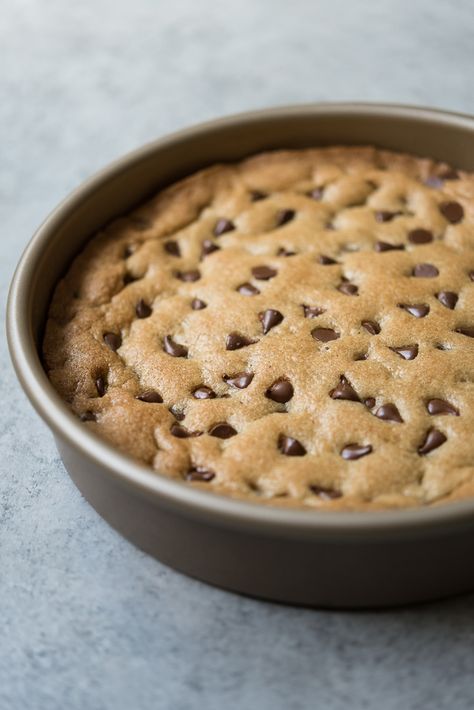 Easy Chocolate Chip Cookie Cake | Life is but a Dish 8 Inch Cookie Cake, Deep Dish Cookie Cake, Small Cookie Cake Recipe, Soft Cookie Cake Recipe, 6 Inch Cookie Cake, Mini Cookie Cake Recipe, Easy Chocolate Chip Cookie Cake, Large Cookie Cake Recipe, Small Cookie Cake