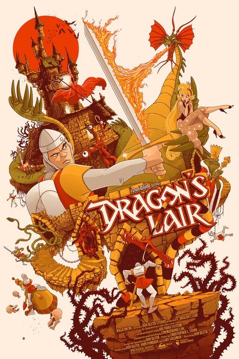 Dragon's Lair - NYCC 19 — Barbarian Factory - The art of Patrick Connan Dragons Lair, American Werewolf In London, Poster Idea, Screen Print Poster, Dragon's Lair, Frank Frazetta, Movie Poster Art, Lost Boys, Limited Edition Art Print