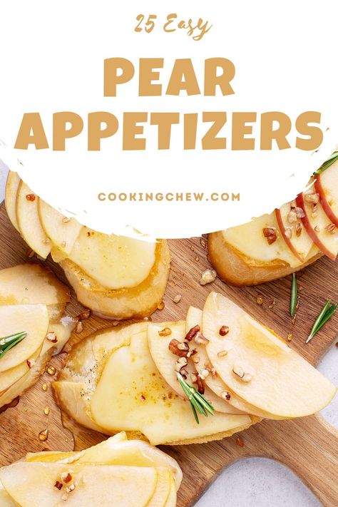 Appetizers With Pears, Pear Hors D’oeuvres, Pear And Cheese Appetizer, Pear Cheese Appetizer, Pears And Cheese, Pear Savory Recipe, Pear Appetizer Recipes, Pear Charcuterie, Pear Recipes Savory