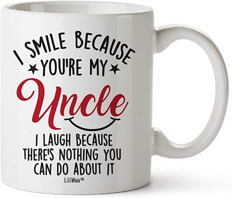 Amazon.com: Father Day Gifts For Uncle Chrithmas Uncle Gift From Niece Nephew, Funny Birthday Gifts For Uncles, Uncle Best Ever Coffee Mugs Cups, For Great Uncle's Novelty Cup Ideas, Uncle Smile Laugh Gag Mug : Home & Kitchen Funny Birthday Presents, Brother Presents, Christmas Gifts For Brother, Brother Brother, Gift For Uncle, Birthday Gifts For Brother, Diy Christmas Presents, Nephew Birthday, Brother Birthday