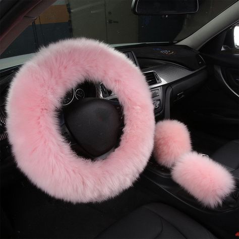 Fur Steering Wheel Cover, Fuzzy Steering Wheel Cover, Pink Car Accessories, Wool Accessories, Car Steering Wheel Cover, Car Steering Wheel, Pink Car, Car Find, Car Steering