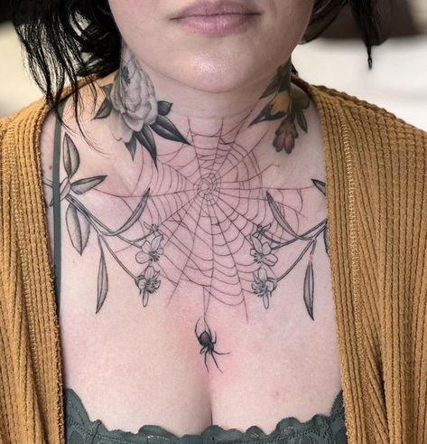 Oak Tattoo, Spiderweb Tattoo, Tattoo Spider, Filler Tattoo, Spider Web Tattoo, Autumn Tattoo, Throat Tattoo, Tattoo Filler, Web Tattoo