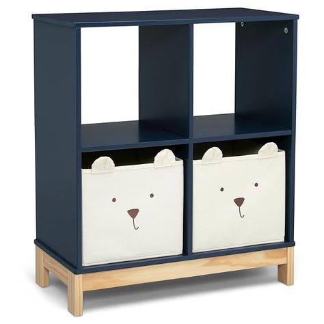 Amazon.com: babyGap by Delta Children Brannan Bear Bookcase with Bins, Navy : Home & Kitchen Decorative Bookshelves, Paint Smell, Bear Chair, Decorative Shelving, Furniture Bookshelves, Fabric Storage Bins, Bear Theme, Kid's Bedroom, Baby Nursery Furniture