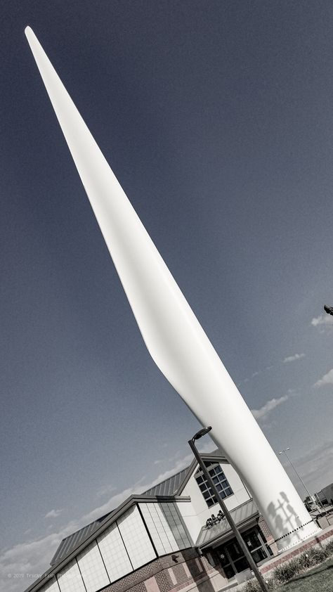 Behold the Might Wind Turbine Blade...  Just outside of Casey, IA, a wind turbine (windmill) blade stands outside of an I-80 rest stop. It stands some 148 ft. tall, and when my I stood near it, I gotta say, it was an imposing sight.   https://www.roadsideamerica.com/tip/39545  #GlobalWindDay #windenergy  #localsculpture #CaseyIA #iowa Wind Turbine Blades, Windmill Blades, Rest Stop, Wind Energy, Travel Sites, Stop It, D Day, Wind Turbine, Iowa