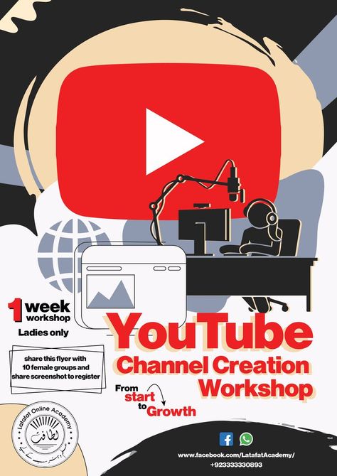 Here we have a free YouTube Channel Promotion Flyer Design. It is perfect for advertising your YouTube Channel live session announcements, workshops or training videos. I'll edit it for you for FREE! Please message me. #flyer #flyerdesign #design #YouTube Youtube Flyer Design, Promotion Flyer Design, Promotion Flyer, Online Academy, Flyer Design Inspiration, Training Videos, Free Youtube, Training Video, You Youtube