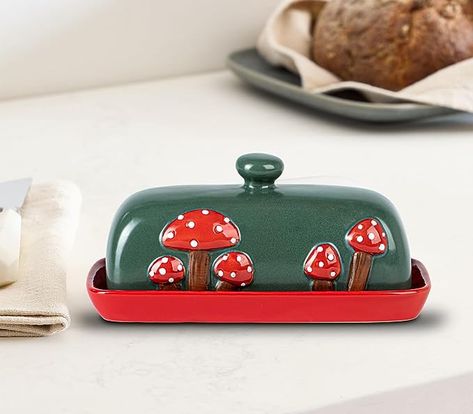 Diy Butter Dish, Air Dry Clay Butter Dish, Painted Butter Dish, Cute Butter Dish, Butter Dish Pottery Painting, Ceramic Containers With Lids, Butter Dishes With Lid, Butter Dish Ceramic, Butter Tray