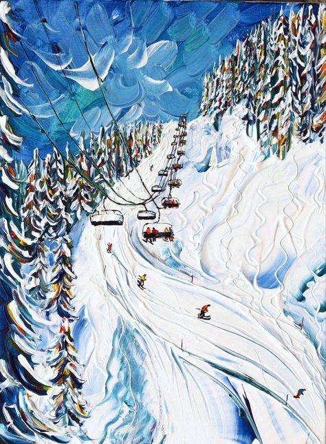 Ski Board, Pre Raphaelite Art, Ski Art, Oil Painting Inspiration, Painting Snow, Foose, Winter Painting, Art Painting Gallery, Impasto Painting