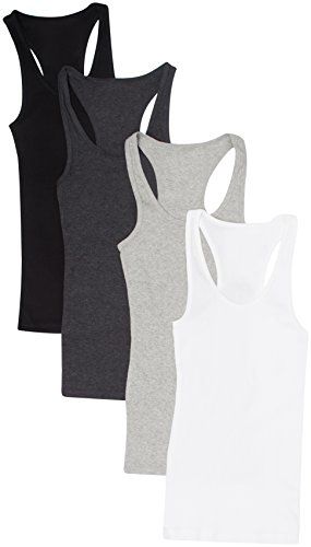 Zenana Outfitters 4 Pack Womens Ribbed Racerback Tank Top BLACKWHITEHGREYCHARCOAL L ** Click image to review more details. Moisture-wicking High Stretch Racerback Tank Top, 4-way Stretch Racerback Tank Top For Athleisure, Stretch Moisture-wicking Racerback Tank Top, Athletic Fit Racerback Tank Top, Breathable, Sporty Moisture-wicking Racerback Tank Top, Ribbed Racerback Tank Top, Womens Basic, Racerback Tank Top, Black Tank Tops