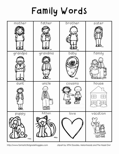 Family Words Final-3.pdf Family Preschool, Preschool Family Theme, Family Words, Preschool Family, Family Worksheet, Writing Folders, 1st Grade Writing, Teacher Bag, First Grade Writing