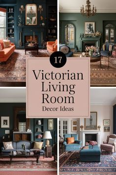 Traditional Sitting Room Decor, 1940s Living Room Decor, Maximalist Decor Victorian, Thrifted Victorian Decor, Historic Living Room Ideas, Chairs By Fireplace Two, Victorian House Living Room Ideas, Blue Vintage Living Room, Victorian Curtains Ideas