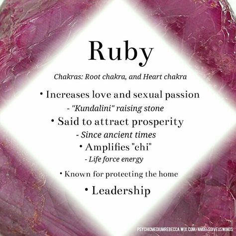 Ruby crystal meaning Star Ruby Meaning, Ruby Crystal Meaning, Ruby Stone Meaning, Ruby Properties, Ruby Meaning, Spring Blessings, Ruby Birthstone, Crystals Healing Properties, Spiritual Crystals