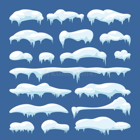 Cartoon snow caps, snowdrifts and icicles. Snowy christmas decoration vector elements. Snow cold frozen, snowflake wintery for web design illustration #AD , #sponsored, #SPONSORED, #Snowy, #christmas, #snowdrifts, #icicles Christmas Drawing Ideas, Web Design Illustration, Idle Game, Snow Illustration, Frozen Snowflake, Bg Design, Cartoon Clouds, Snowy Christmas, Vector Elements