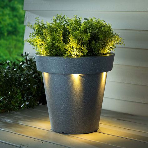 Illuminated Solar Light LED Planter Small Solar Panels, Galvanized Planters, Balcony Planters, Fiberglass Planters, Stone Planters, Plastic Flower Pots, Unique Planter, Plant Lighting, Deck Ideas