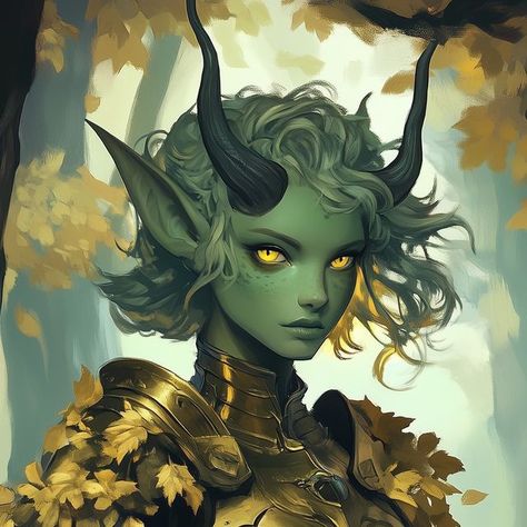 AloeKado on Instagram: "Female Tiefling Oath of the Ancients Paladin😈🗡🌳  🥑You can support me by Subscribing to my page🥑  Note that this image is created with the help of AI❗  You are welcome to use this in your campaign if you tell me the characters name. 🎲 #aloekado 🎲 #midjourney #fantasy #tiefling #paladin #knight #sword #armor #golden" Green Tiefling Woman, Tiefling Druid Female, Tiefling Knight, Oath Of The Ancients Paladin, Wood Elf Dnd, Ancients Paladin, Hexblade Warlock, Female Paladin, Female Tiefling