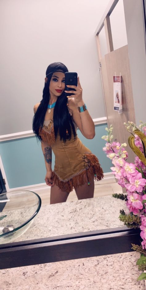 Pocahontas Halloween costume Pocahontas Halloween Costume Women, Halloween Costumes Pocahontas, Pocahontas Couple Costume, Pocohantas Costume Women, Diy Pocahontas Halloween Costume, Indian Halloween Costume For Women, Pocahontas Inspired Outfits, Pocohantas Costume, Pocahontas Halloween Costume