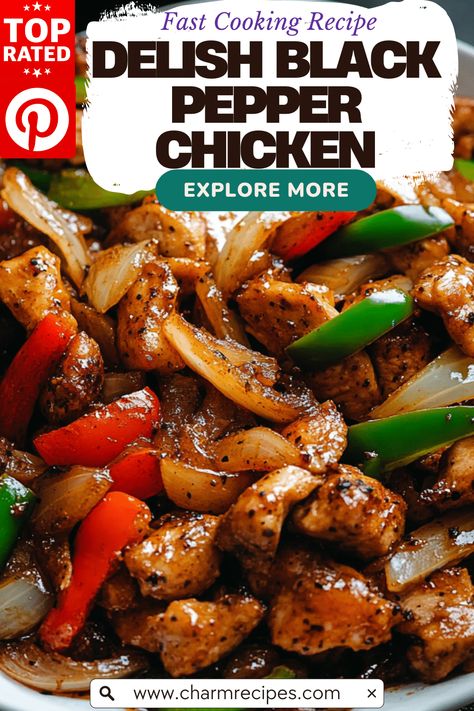 Black Pepper Chicken Blackened Pepper Chicken, One Pot Black Pepper Chicken Recipe, Black Pepper Chicken Chinese Recipe, Best Black Pepper Chicken, Cracked Black Pepper Chicken, Black Pepper Chicken Healthy, Chicken Mushroom Bell Pepper Recipes, Thai Black Pepper Chicken, Keto Black Pepper Chicken