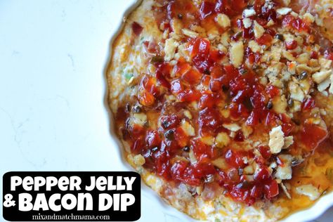 Check out our post about Pepper Jelly & Bacon Dip on Mix & Match Mama , a lifestyle blog by Shay Shull focused cooking, raising a family, and travel. Pepper Jelly Dip, Bacon Dip Recipes, Hot Dips, Easy Super Bowl, Bacon Dip, Bacon Appetizers, Pepper Jelly, Chicken Bites, Yummy Dips