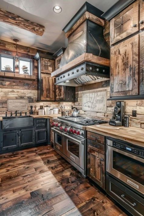 Kitchen Ideas Antique, Small Rustic Kitchen Ideas, Small Rustic Kitchen, Kitchen Ideas Farmhouse Style, Baking Space, Small Rustic Kitchens, Barndo Ideas, Dream House Country, Western House