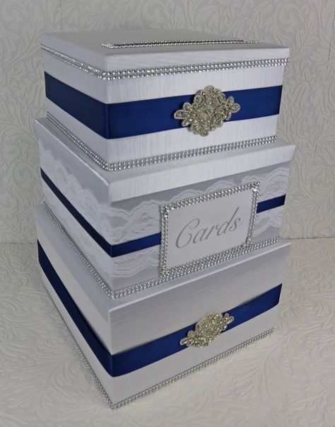 wedding card box, custom card box, wedding card holder, card box, card box for wedding, wedding gift box, three tier card box by iweddingworld on Etsy Baby Shower Card Box Ideas, 55 Birthday, Card Box For Wedding, Baby Shower Card Box, Custom Card Box, Box Wedding Card, Money Box Wedding, Quinceanera Decorations, Quinceanera Ideas