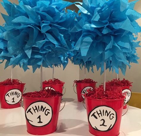 Dr Seuss theme Dr Seuss Theme, Doctor Suess Birthday, Dr Seuss Party Ideas, Cat In The Hat Party, Thing One Thing Two, Dr Seuss Classroom, Dr Seuss Crafts, Thing 1 And Thing 2, Dr Seuss Birthday Party