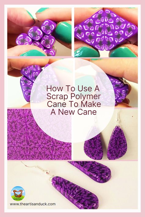 If you have ever made a polymer clay cane that just didn't work out but don't want to waste all your hard work then this is the tutorial for you. In this step by step guide, you will learn how to use your scrap cane to make a new one with a mesmerizing and unique pattern ready for use in various polymer clay projects Easy Polymer Clay Canes, Polymer Cane, Making Polymer Clay, Easy Polymer Clay, Work Out But, Polymer Clay Cane Tutorial, Ceramic Jewellery, Clay Cane, Clay Canes