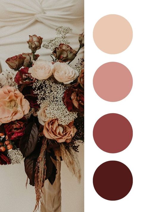 Burgandy Pallets, Blush Fall Wedding Colors, Soft Wedding Colors Colour Palettes, Burgundy And Blush Fall Wedding, Wedding Colors Burgundy And Blush, Red Wine Color Palette Wedding, Blush Palette Wedding, Burgundy Neutral Wedding, Maroon Color Combinations Wedding