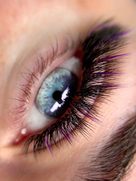 Purple Lash Extensions Styles, Purple Eyelashes, Eye Lash Design, Great Lash, Lash Extensions Styles, Perfect Eyelashes, Pretty Lashes, Brow Wax, Lashes Beauty