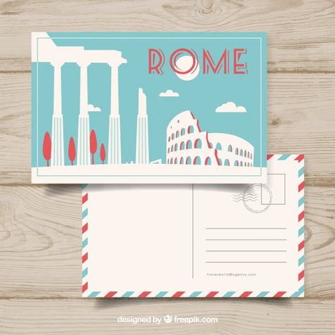 Nice postal card from a trip | Premium Vector #Freepik #vector #card #travel #design #template Post Card Design Illustration, Post Card Design Ideas, Postal Card Design, Post Card Design Creative, Postcard Advertising, Postcard Design Inspiration, Post Card Design, Postcards Inspiration, Postcard Layout