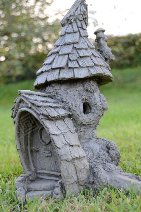 Knock Knot Fairy House Garden Ornament | Etsy Fairy Ideas, Clay Fairy, Clay Fairy House, Fairy Village, Fairy House Diy, Concrete Ideas, House Crafts, Fairy Tree, Clay Fairies