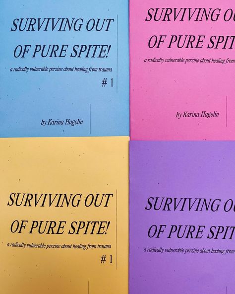 I'm SO EXCITED to share the first issue of SURVIVING OUT OF PURE SPITE! with you 🥹🥹🥹 This is a radically vulnerable perzine (personal + zine) about healing from trauma ❤️‍🩹 Written stream-of-consciousness, it delves into themes of survivorship, self-love, recovery, cPTSD, radical vulnerability, & healing from trauma, complicating our understanding of survivorship & embracing the magic of messiness 💘 Healing isn't linear but it IS possible 😭 Available now 🌈✨💕 #zines #perzine #perzines #zine #... Zine Themes, Mini Magazine, Stream Of Consciousness, Healing Journey, Artsy Fartsy, To Tell, Book Crafts, Self Love, Storytelling