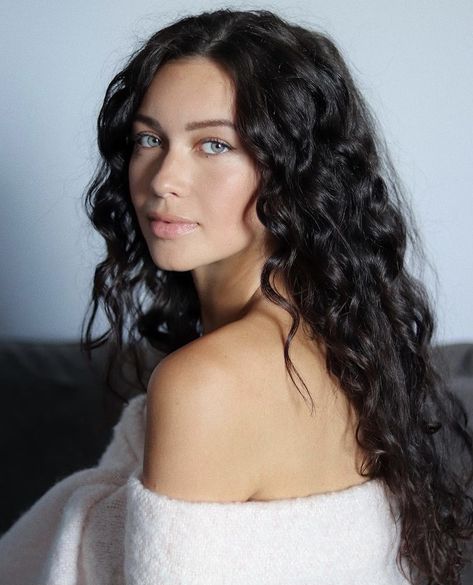 Black Hair Blue Eyes Girl, Bethany Ciotola, Dark Curly Hair, Third Pregnancy, Black Hair Blue Eyes, Black Curly Hair, Gray Eyes, Curly Girl Hairstyles, Love Now