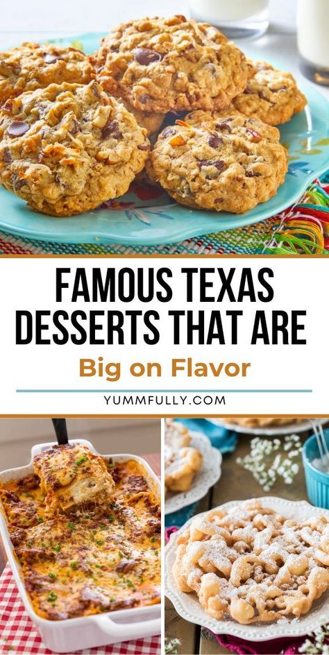 Texas has some of the best desserts nationwide. Try the Famous Texas Dessert recipes, from pecan pies to towering Texas sheet cakes, and find out why these bold and delicious Texan sweets are such a sensation. Texas Themed Food Party Ideas, Texas Dessert Recipes, Best Texas Recipes, Texas Yum Yum Dessert, Texas Recipes Authentic, Texas Appetizers, Cowboy Desserts, Texas Bbq Party, Texas Desserts