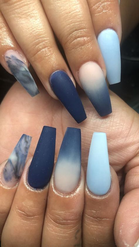 Stormy Nail Designs, Blue Matte Nails Design, Stormy Nails, Blue Fall Nail Designs, Matte Blue Nails, Unghie Sfumate, French Pedicure, Gel Pedicure, Coffin Nails Matte