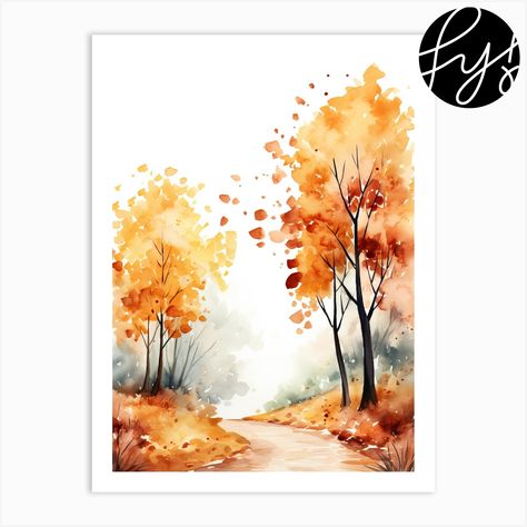 Painting Basics, Landscape Painting Watercolor, Fall Photography Nature, Blossom Painting, Thanksgiving Craft, Fall Trees, Cute Autumn, Watercolor Paintings For Beginners, Diy Watercolor Painting