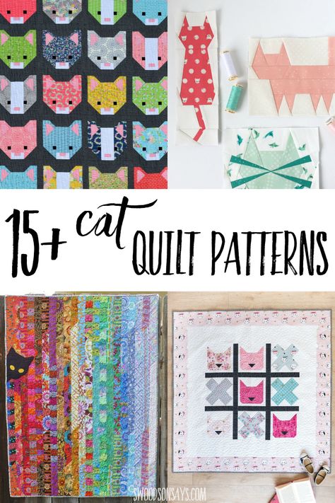 Cat Themed Quilt Patterns, Pieced Cat Quilt Block, Cat Paper Pieced Quilt Patterns, Cats On Cats Quilt, Free Cat Quilt Block, Paper Pieced Cat Patterns Free, Cat Block Quilt Patterns, Cat Quilt Blocks Free Pattern, Cat Themed Quilts