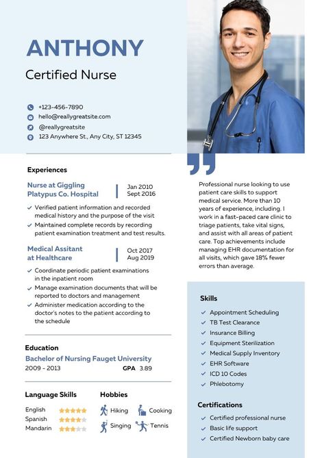 resume template healthcare Nursing Cv, Best Cv Template, Medical Resume, Free Resume Builder, Nurse Resume, Healthcare Careers, Resignation Letters, Medical Jobs, Professional Nurse