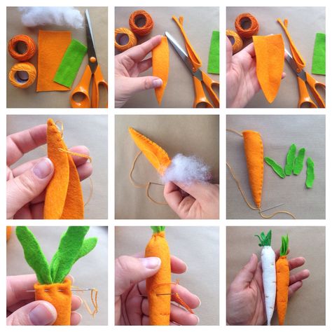 Good Morning on Sunday! DIY carrot and parsnip, this is what I call healthy crafts😝  they are honestly super simple to make and can be given to kids as toys, they can sell them in their grocer… Felt Carrot, Diy Costumes Kids Boys, Felt Food Diy, Felt Food Patterns, Felt Fruit, Baby Mobil, Felt Play Food, Kids Animals, Diy Costumes Kids